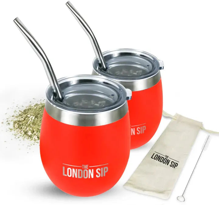 The London Sip - 8 Oz Orange Yerba Mate Cup Set - YMC8S-O