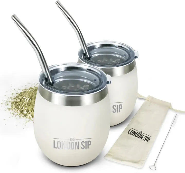 The London Sip - 8 Oz Pearl White Yerba Mate Cup Set - YMC8S-PRL