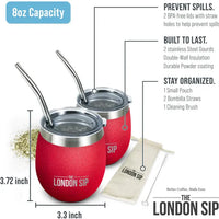 The London Sip - 8 Oz Red Yerba Mate Cup Set - YMC8S-R