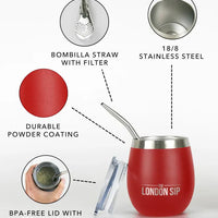 The London Sip - 8 Oz Red Yerba Mate Cup Set - YMC8S-R