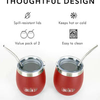 The London Sip - 8 Oz Red Yerba Mate Cup Set - YMC8S-R