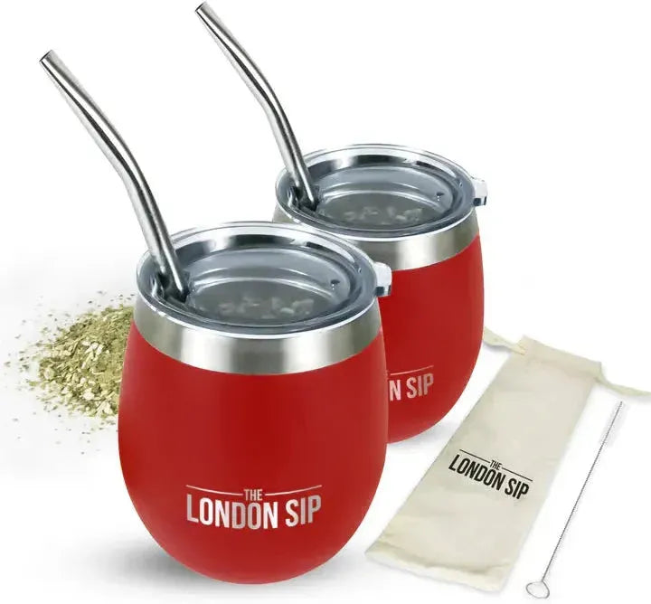 The London Sip - 8 Oz Red Yerba Mate Cup Set - YMC8S-R