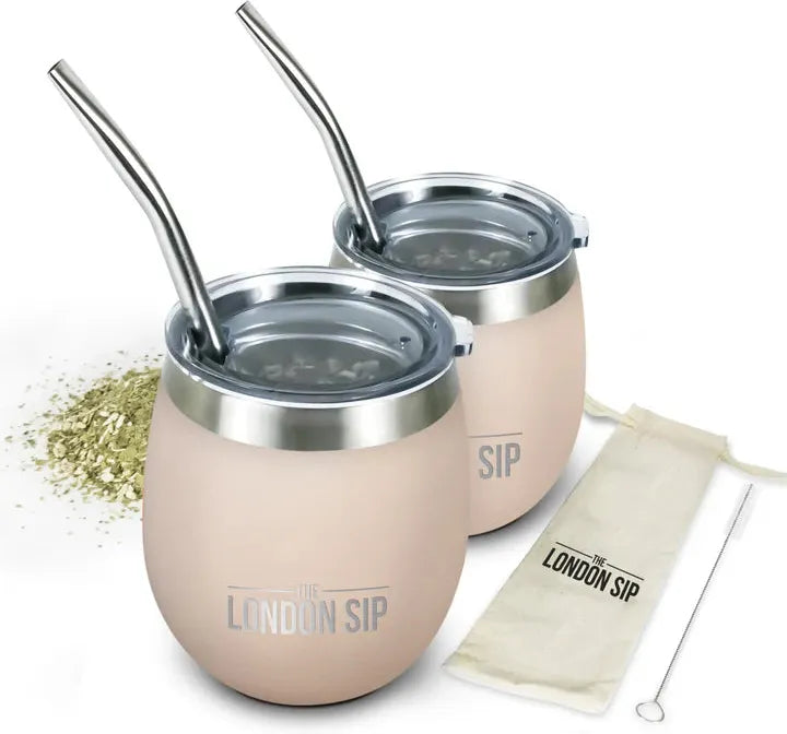 The London Sip - 8 Oz Safai Beige Yerba Mate Cup Set - YMC8S-SFB