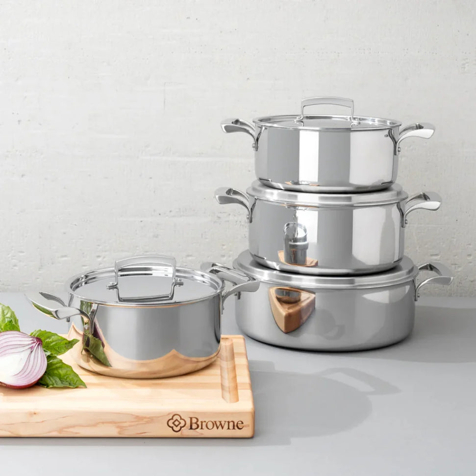 Thermalloy - 8" Tri-Ply Stainless Steel Sauce Pot with Handle - 5724223