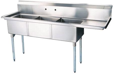 Thorinox - 24" x 24" Triple Dishwasher Sink; 16 GA; (NO Basket) - Right - TTS-2424-RDW