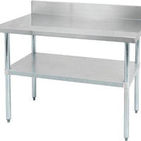 Thorinox - 24" x 30" Stainless Steel Work Table with Backsplash and Galvanized Steel Undershelf and Legs - DSST-2430-BK