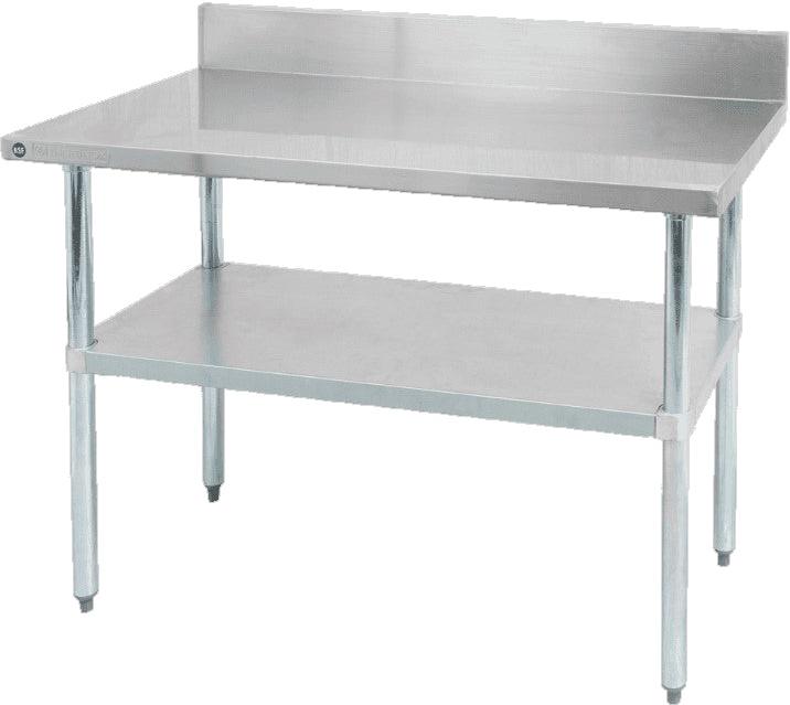 Thorinox - 24" x 36" Stainless Steel Work Table with Backsplash and Galvanized Steel Undershelf and Legs - DSST-2436-BK