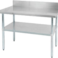Thorinox - 24" x 36" Stainless Steel Work Table with Backsplash and Galvanized Steel Undershelf and Legs - DSST-2436-BK