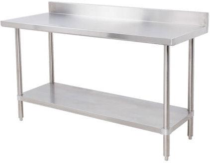 Thorinox - 24" x 60" Stainless Steel Work Table with Backsplash and Galvanized Steel Undershelf and Legs - DSST-2460-BK