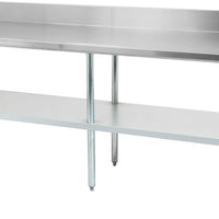 Thorinox - 24" x 84" Stainless Steel Work Table with Backsplash and Galvanized Steel Undershelf and Legs - DSST-2484-BK