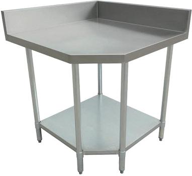 Thorinox - 30" x 30" Galvanized Corner Backsplash Table - TCWT-3030-BKSS
