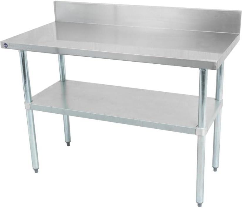 Thorinox - 30" x 36" Stainless Steel Work Table with Backsplash and Galvanized Steel Undershelf and Legs - DSST-3036-BK