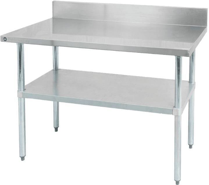 Thorinox - 30" x 60" Stainless Steel Work Table with Backsplash and Galvanized Steel Undershelf and Legs - DSST-3060-BK