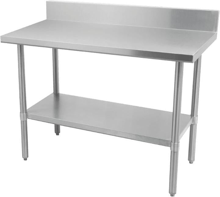 Thorinox - 30" x 60" Stainless Steel Work Table with Backsplash and Stainless Steel Undershelf and Legs - DSST-3060-BKSS