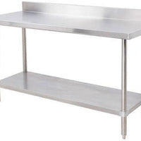 Thorinox - 30" x 84" Stainless Steel Work Table with Backsplash and Galvanized Steel Undershelf and Legs - DSST-3084-BK