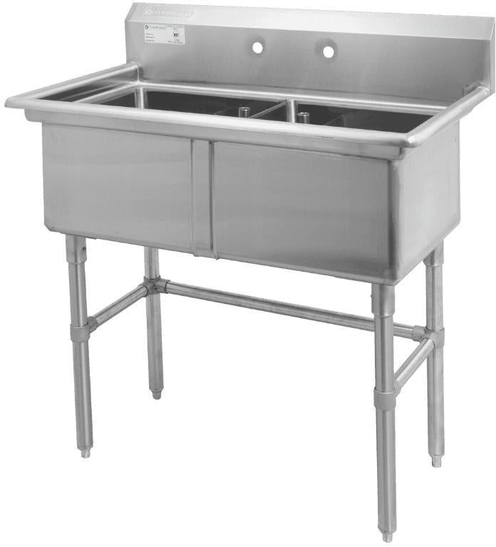 Thorinox - Double Sink 18" x 18" No Drainboard - TDS-1818-0