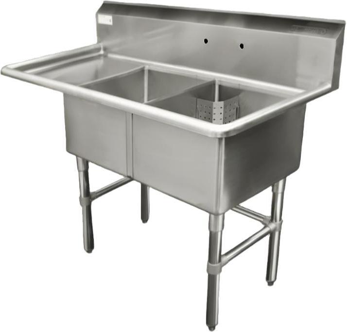 Thorinox - Double Sink 18" x 18" with Left Drainboard - TDS-1818-L18