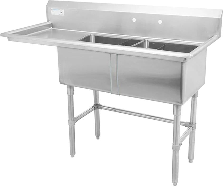 Thorinox - Double Sink 18" x 18" with Left Drainboard - TDS-1818-L18