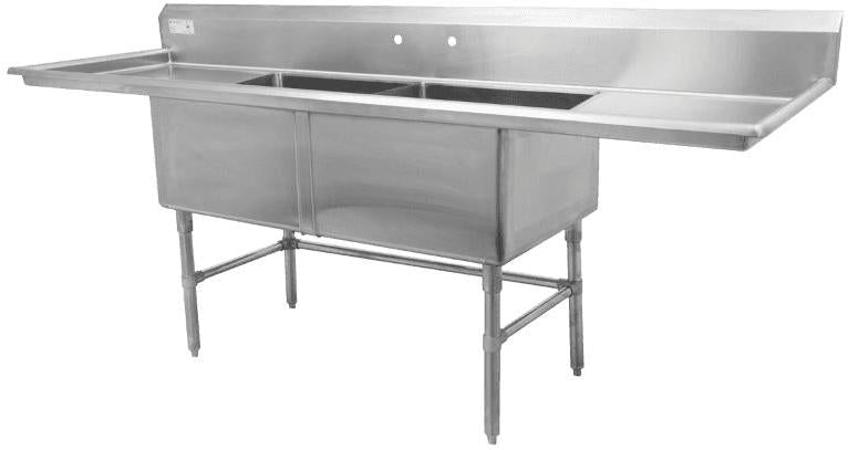 Thorinox - Double Sink 18" x 18" with Left and Right Drainboard - TDS-1818-RL18