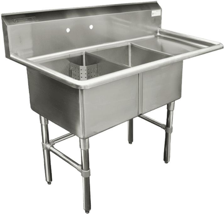 Thorinox - Double Sink 18" x 18" with Right Drainboard - TDS-1818-R18