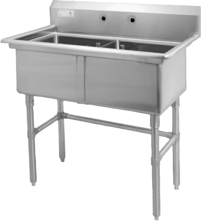 Thorinox - Double Sink 18" x 21" No Drainboard - TDS-1821-0