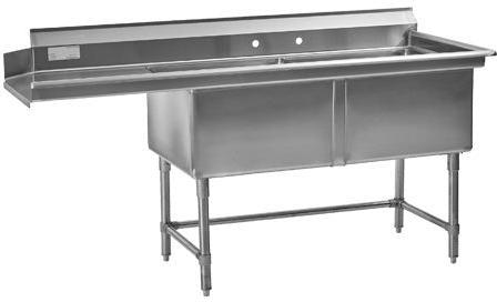 Thorinox - Double Sink 24" x 24" Drainboard Left to the Dishwasher - TDS-2424-LDW