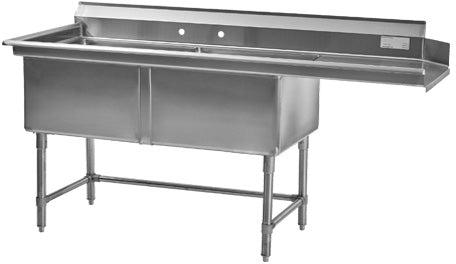 Thorinox - Double Sink 24" x 24" Drainboard Right to the Dishwasher - TDS-2424-RDW
