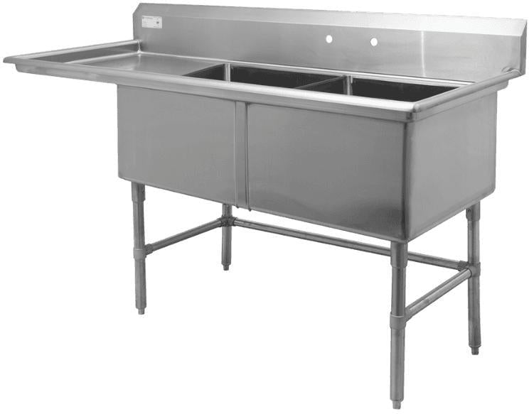 Thorinox - Double Sink 24" x 24" with Left Drainboard - TDS-2424-L24