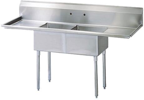 Thorinox - Double Sink 24" x 24" with Left and Right Drainboard - TDS-2424-RL24