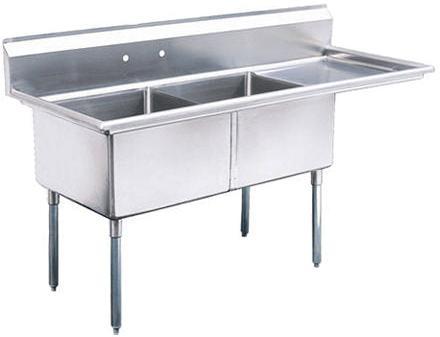 Thorinox - Double Sink 24" x 24" with Right Drainboard - TDS-2424-R24