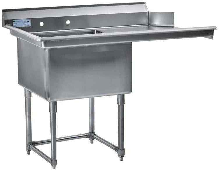 Thorinox - Single Sink 24" x 24" Drainboard Right to the Dishwasher - TSS-2424-RDW
