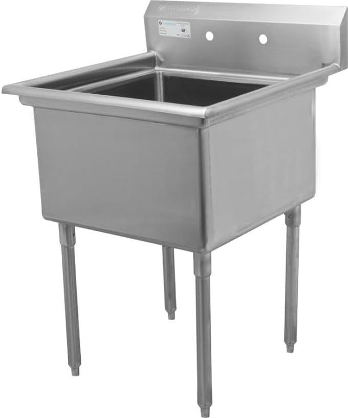 Thorinox - Single Sink 24" x 24" with Centre Drain, No Drainboard - TSS-2424-C