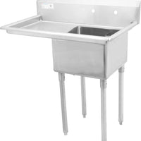 Thorinox - Single Sink 24" x 24" with Left Drainboard - TSS-2424-L24