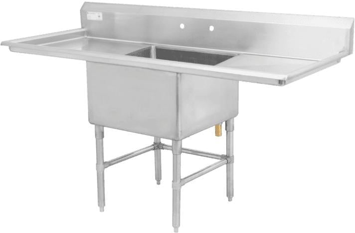 Thorinox - Single Sink 24" x 24" with Left & Right Drainboard - TSS-2424-RL24