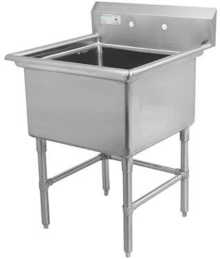 Thorinox - Single Sink 24" x 30" with Centre Drain, No Drainboard - TSS-2430-C