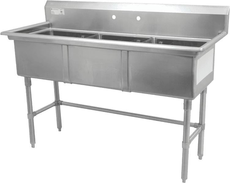Thorinox - Triple Sink 18" x 21" No Drainboard - TTS-1821-0
