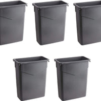 TiSA - 15 Gal Grey Rectangle Wastecan, 5/cs - TS0056