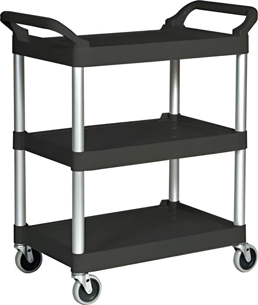 TiSA - 3 Shelf Black Small Utility Cart, 1/cs - TS0181BK