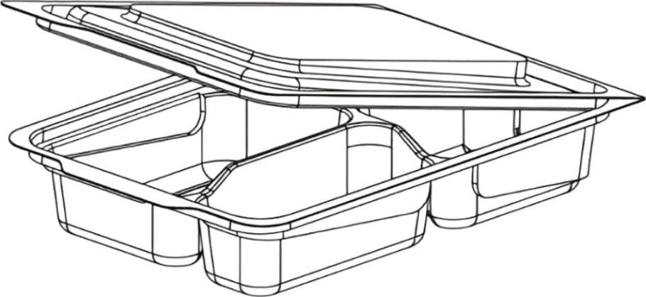 Tilton Plastic - Clear Plastic 4 Compartment Snack Container, 300/Cs - R540