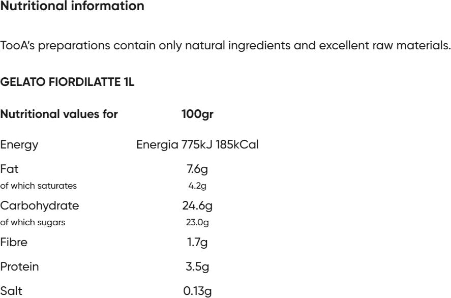TooA - Fior di Latte Ice Cream, 1 L (Pack of 2) - MX-DA-0201-1L
