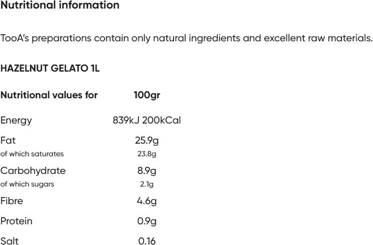 TooA - Hazelnut Ice Cream, 1 L (Pack of 2) - MX-DA-0203-1L