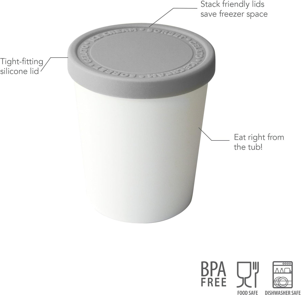 Tovolo - 1 Qt Oyster Gray Sweet Treat Tub - TV55004-201