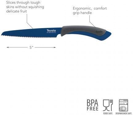 Tovolo - 5" Deep Indigo Comfort Grip Serrated Utility Knife - TV14006-300
