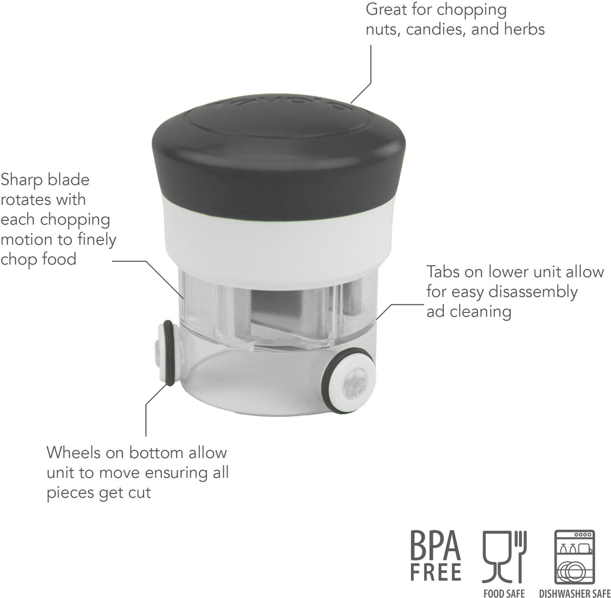 Tovolo - Chop 'N' Spin Charcoal Mini Chopper - TV50002-200