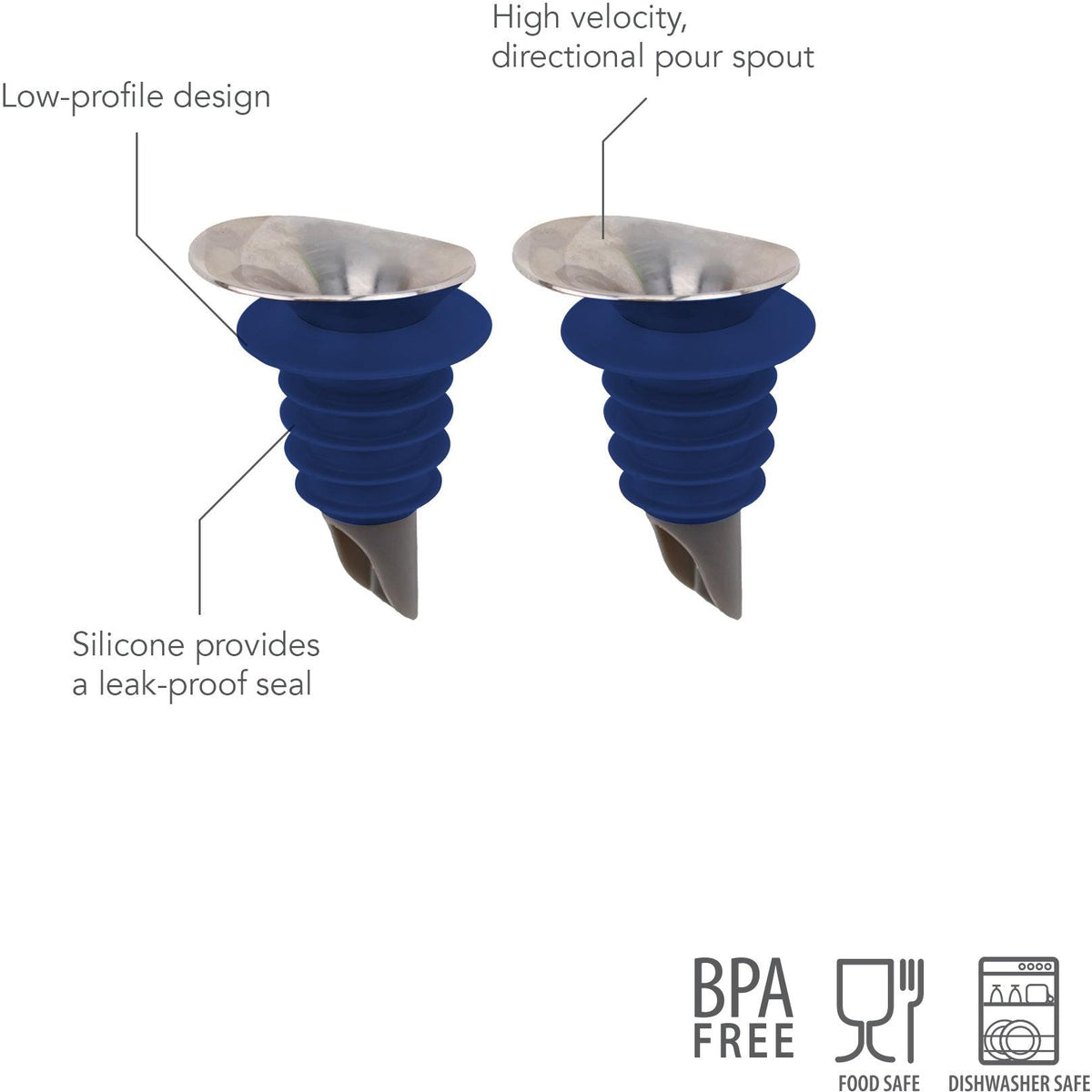 Tovolo - Deep Indigo Sleek Pouring Spout, Set of 2 - TV56004-300