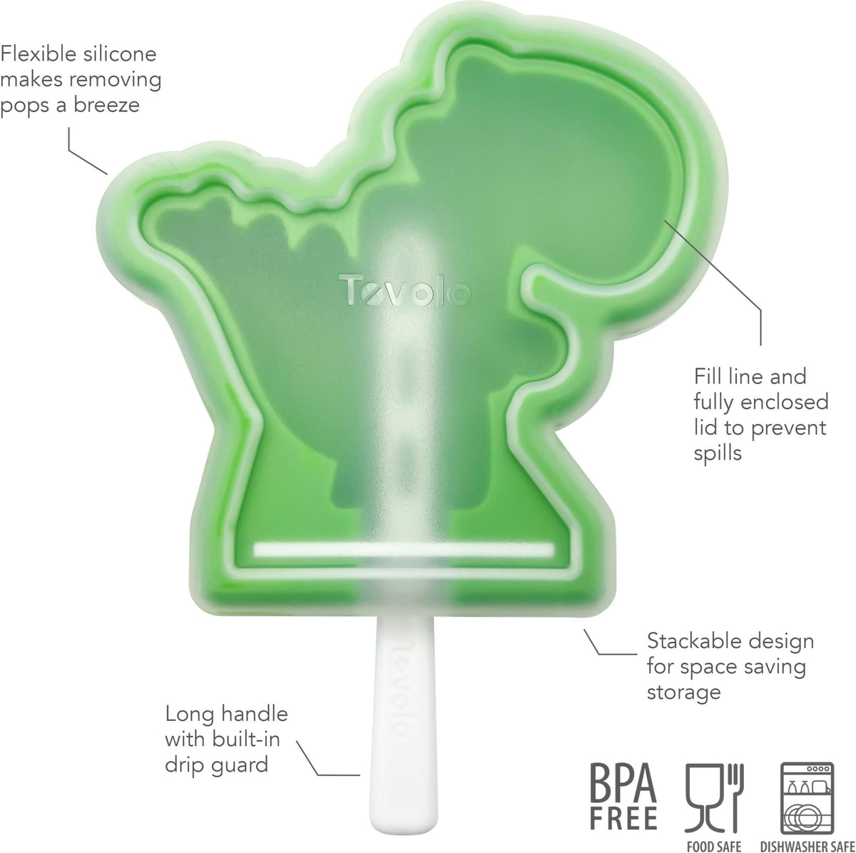 Tovolo - Dino Stackable Assorted Pop Molds, Set of 4 - TV100009-999