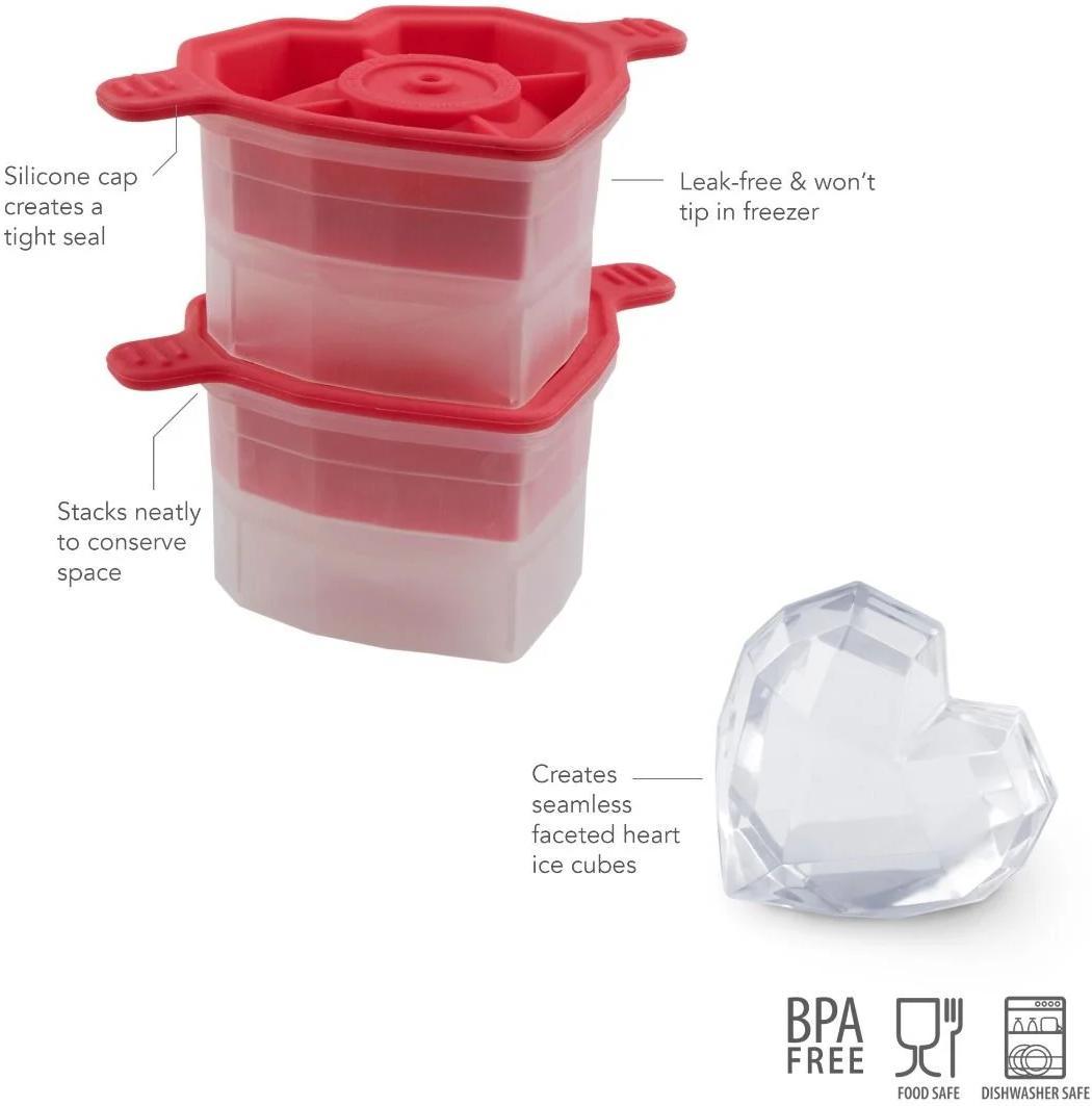 Tovolo - Faceted Heart Strawberry Ice Mold, Set of 2 - TV22089-405