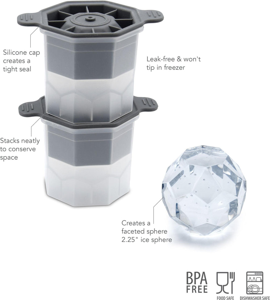 Tovolo - Faceted Sphere Charcoal Ice Mold, Set of 2 - TV22086-200