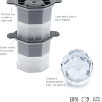 Tovolo - Faceted Sphere Charcoal Ice Mold, Set of 2 - TV22086-200