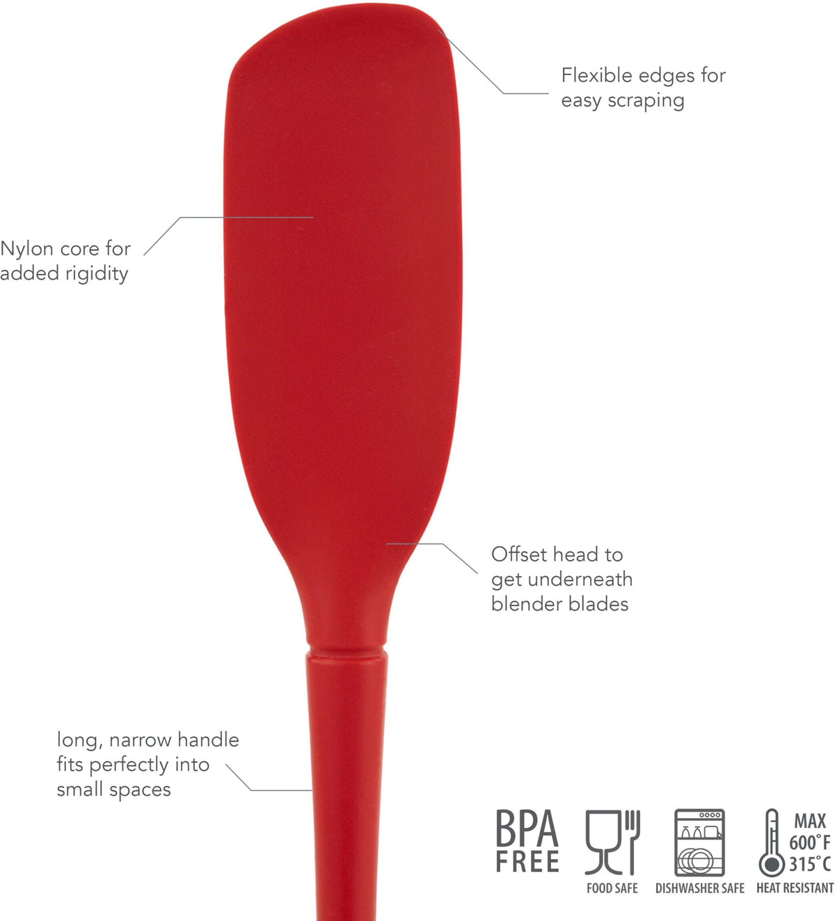 Tovolo - Flex-Core All Silicone Cayenne Blender Spatula - TV30096-400
